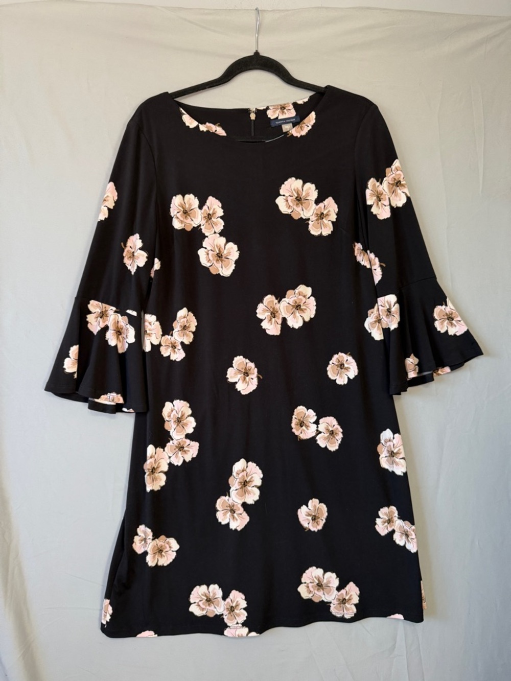 Tommy Hilfiger Womens Floral Bell Sleeve A-line Dress 12 Black Occasion READ